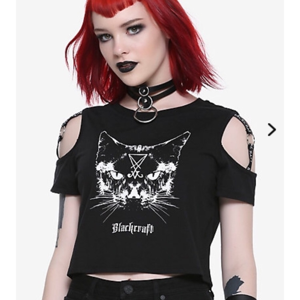 Black Craft Kitty Cat crop top Medium goth witch
